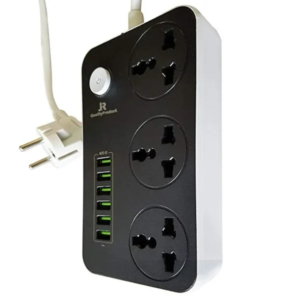 Travel Multi Extension with 6 USB Charger Outlets - 2 pin Euro - Image 2