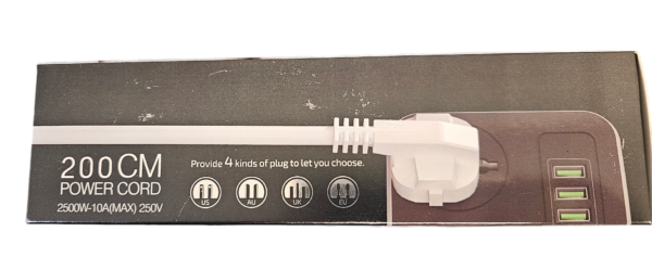 Travel Multi Extension with 3 USB Outlets 2 C ports - Image 2